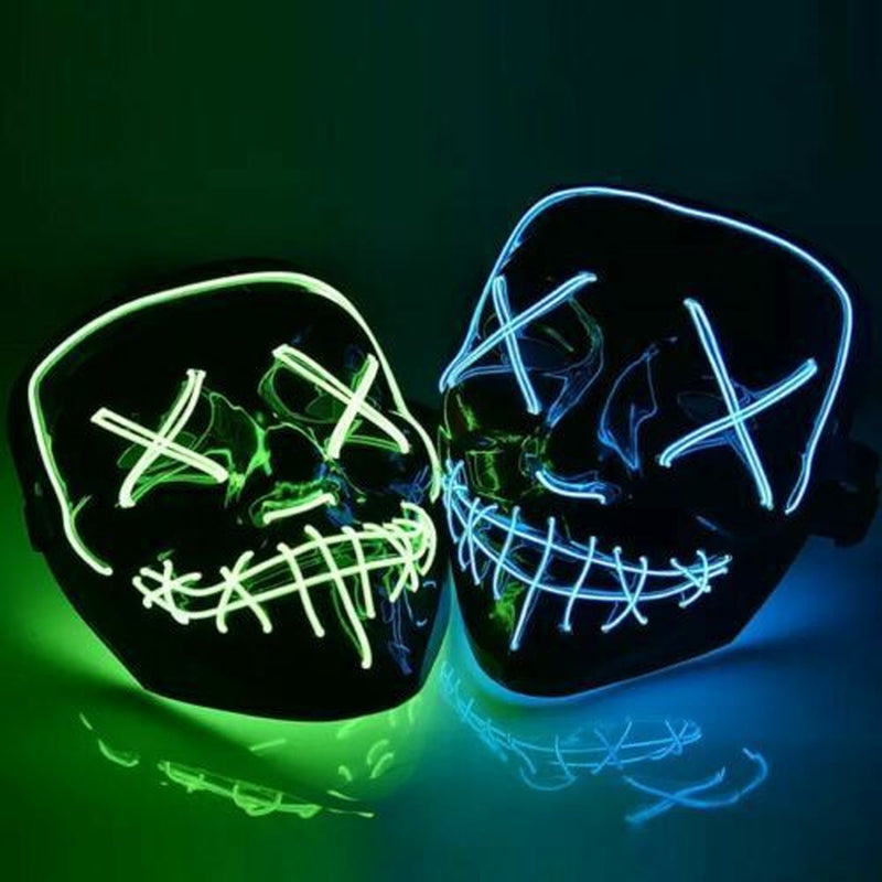 Halloween LED Mask Clubbing Light up Costume Rave Cosplay Party Purge 3 Modes