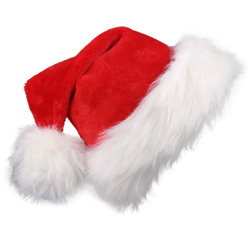 Christmas Santa Hat Xmas Long Plush Holiday Red Hat for Adults and Kids Unisex 2024 New Year Festive Party Supplies Gifts